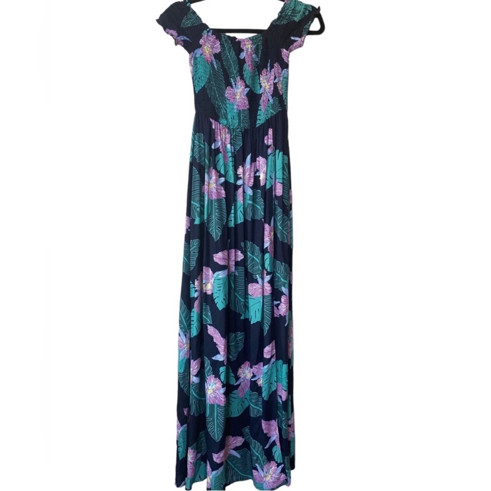Lulus Patsy Navy Blue Floral Print Off-the-shoulder dress size xs(runs generous) - Picture 4 of 4